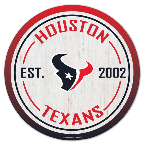 Houston Texans Wood Sign 14" Round