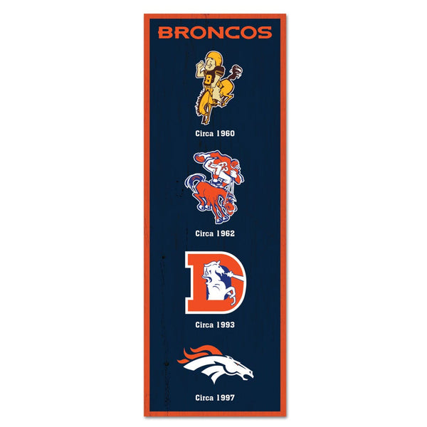 Denver Broncos Evolution Wood Sign 6" x 17"