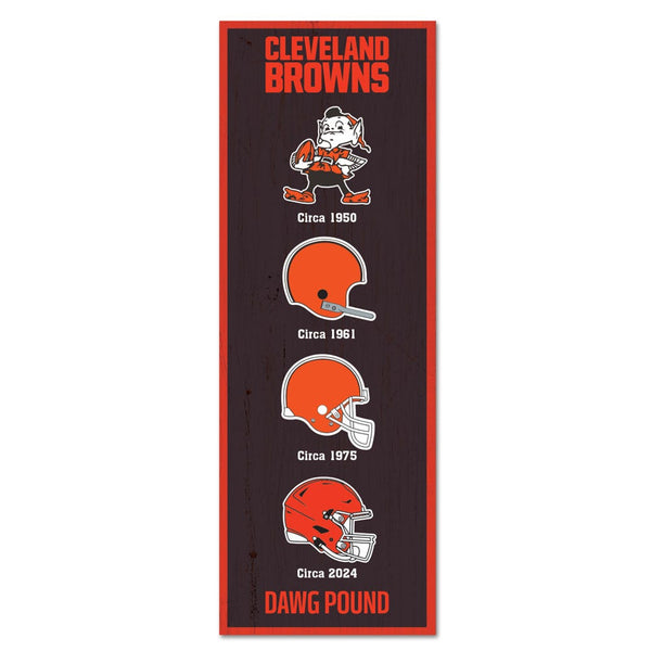 Cleveland Browns Evolution Wood Sign 6" x 17"