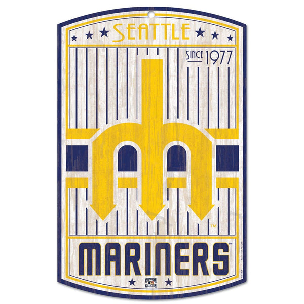 Seattle Mariners Cooperstown Wood Sign 11" x 17" 1/4" thick