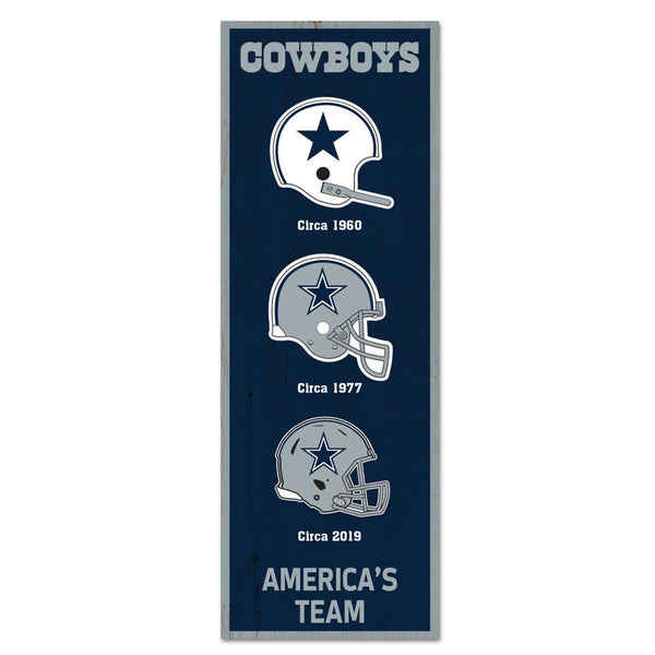 Dallas Cowboys Evolution Wood Sign 6" x 17"