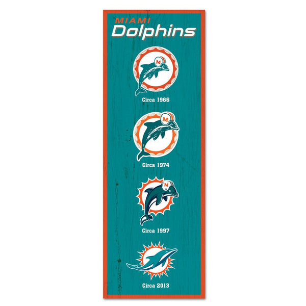 Miami Dolphins Evolution Wood Sign 6" x 17"