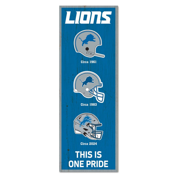 Detroit Lions Evolution Wood Sign 6" x 17"