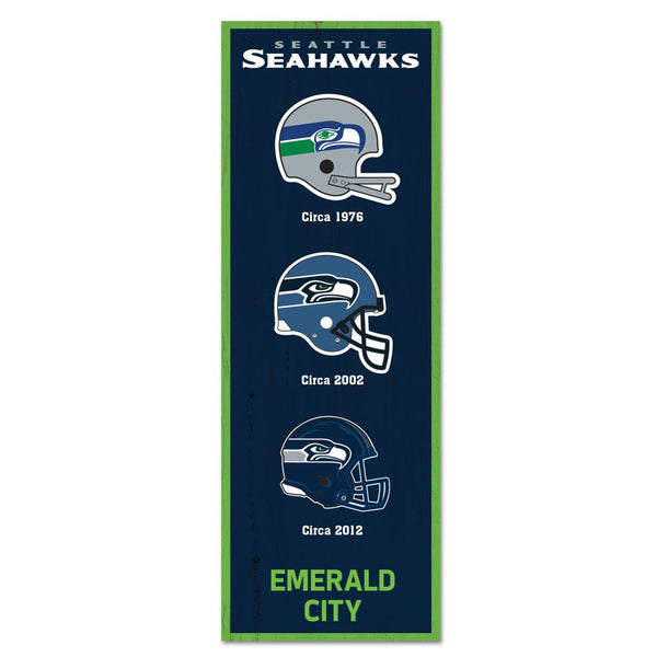 Seattle Seahawks Evolution Wood Sign 6" x 17"