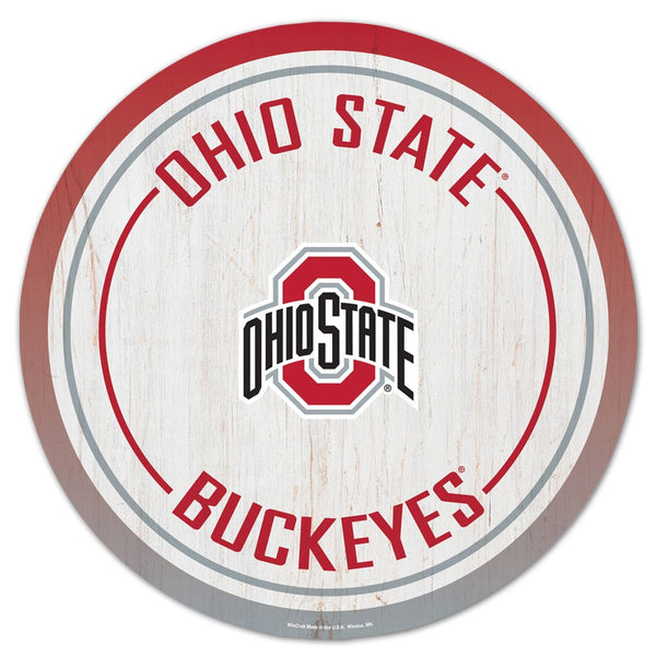 Ohio State Buckeyes Wood Sign 14" Rnd