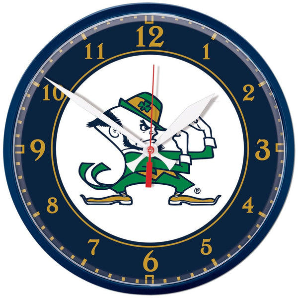 Notre Dame Fighting Irish LEPRECHAUN Round Wall Clock 12.75"
