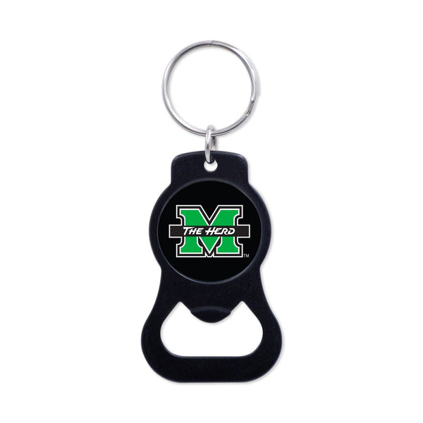 Marshall Thundering Herd Black Bottle Opener Key Ring