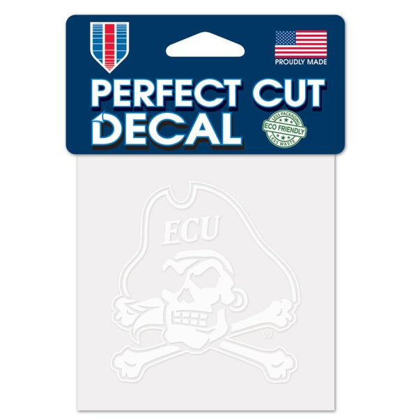 Wholesale-East Carolina Pirates Perfect Cut White Decal 4" x 4"