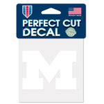 Wholesale-Michigan Wolverines Perfect Cut White Decal 4" x 4"
