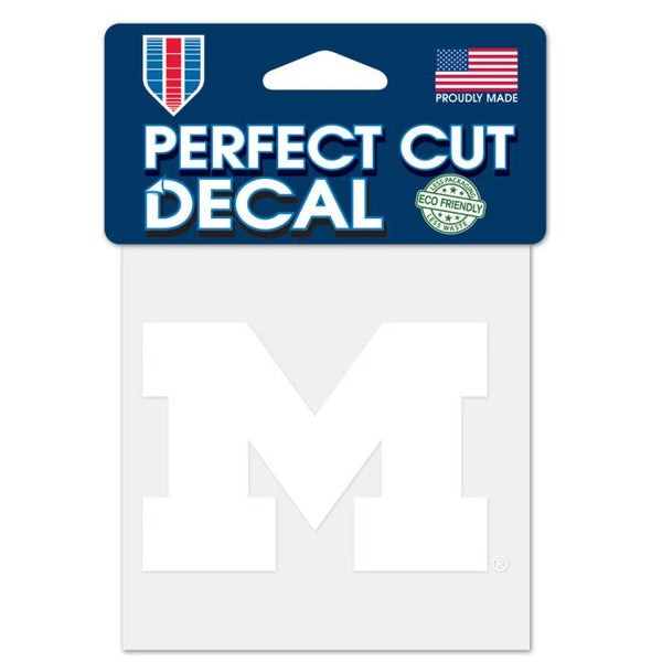 Wholesale-Michigan Wolverines Perfect Cut White Decal 4" x 4"