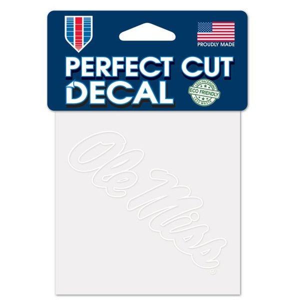 Wholesale-Ole Miss Rebels Perfect Cut White Decal 4" x 4"