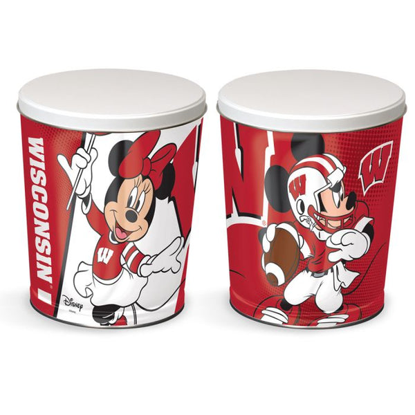 Wholesale-Wisconsin Badgers / Disney MICKEY MOUSE FOOTBALL Gift Tin tapered 3 gallon