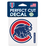 Chicago Cubs logo w/ Bear Perfect Cut Color Decal 4" x 4"