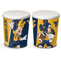 Wholesale-West Virginia Mountaineers / Disney MICKEY MINNIE MOUSE FOOTBALL Gift Tin tapered 3 gallon