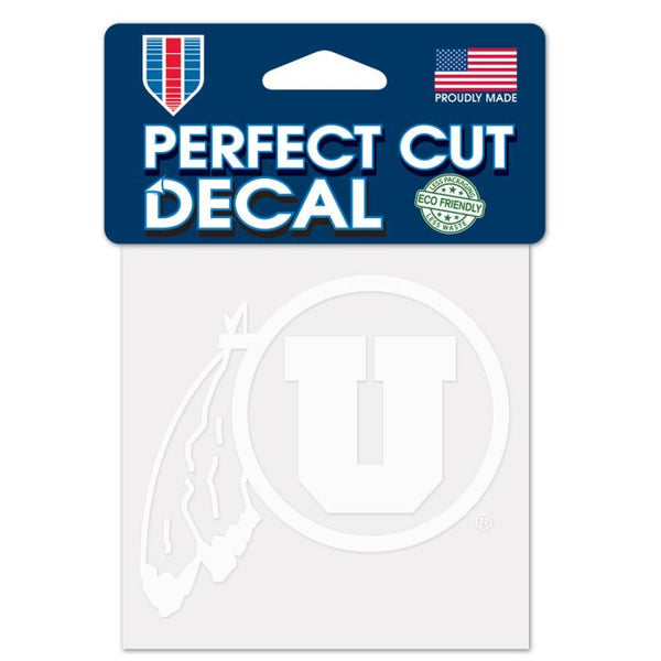 Wholesale-Utah Utes Perfect Cut White Decal 4" x 4"