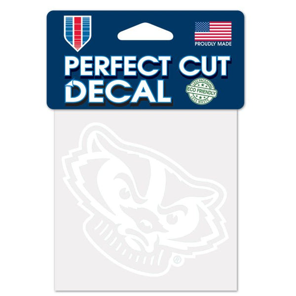 Wholesale-Wisconsin Badgers Perfect Cut White Decal 4" x 4"