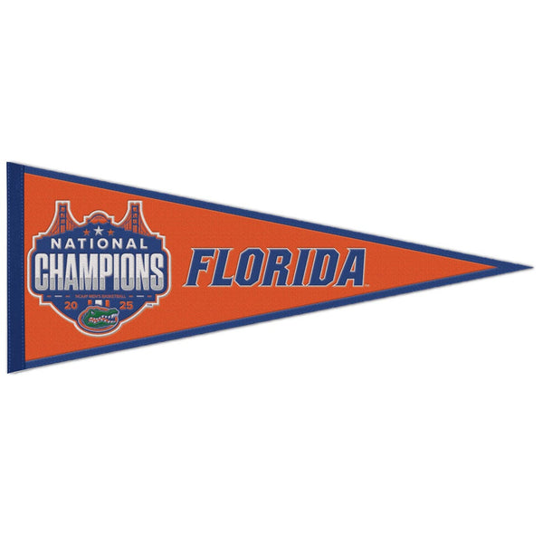 NCAA Div I BB Champions Florida Gators 2025 Men's Final 4 Champions Wool Pennant 13" x 32"