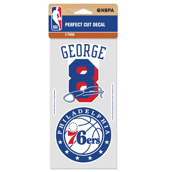 Philadelphia 76ers Perfect Cut Decal Set of two 4"x8" Paul George