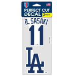 Los Angeles Dodgers PLAYERS CHOICE DIAMOND CLUB(R) Perfect Cut Decal Set of two 4"x4" Roki Sasaki