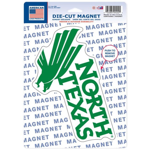 Wholesale-North Texas Mean Green Die Cut Logo Magnet 6.25" x 9"