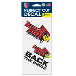 Wholesale-Illinois State Redbirds BACK THE BIRDS Perfect Cut Decal Set of two 4"x4"