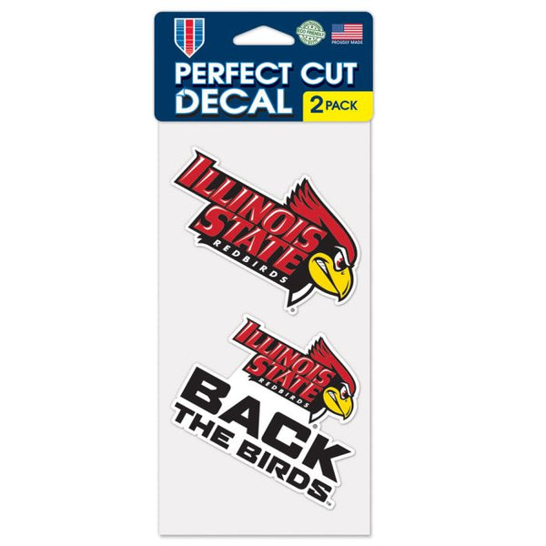 Wholesale-Illinois State Redbirds BACK THE BIRDS Perfect Cut Decal Set of two 4"x4"