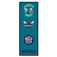 Charlotte Hornets Wood Sign 6" x 17"