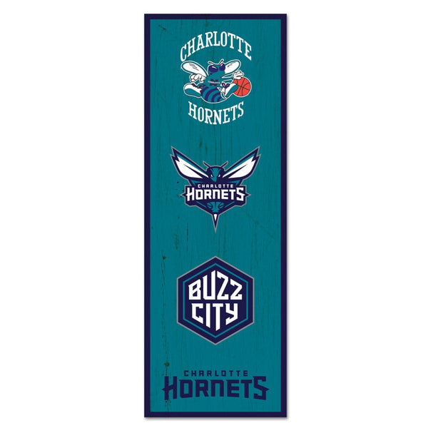 Charlotte Hornets Wood Sign 6" x 17"