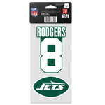 New York Jets Perfect Cut Decal Set of two 4"x8" Aaron Rodgers