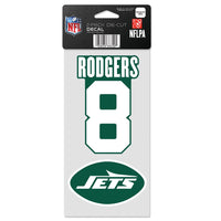 New York Jets Perfect Cut Decal Set of two 4"x8" Aaron Rodgers
