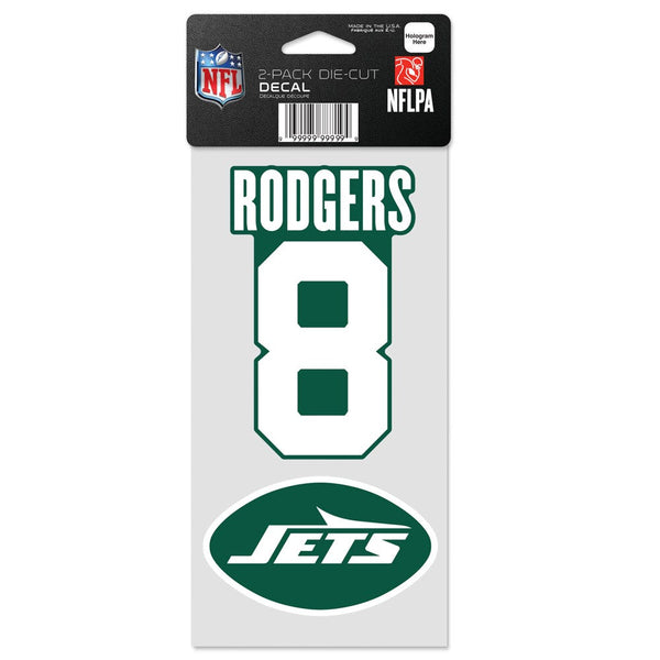New York Jets Perfect Cut Decal Set of two 4"x8" Aaron Rodgers