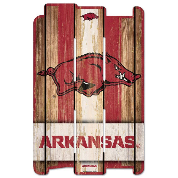 Arkansas Razorbacks Wood Fence Sign