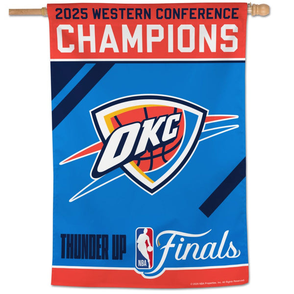 Western Conference Champions Oklahoma City Thunder 2025 NBA Western Co Vertical Flag 28" x 40"