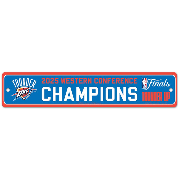 Western Conference Champions Oklahoma City Thunder 2025 NBA Western Co Street / Zone Sign 3.75" x 19"