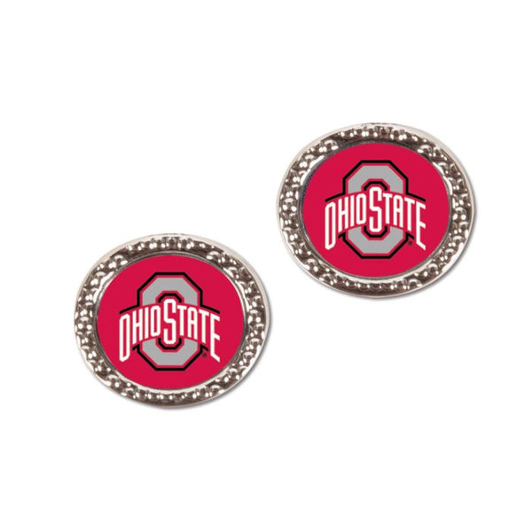 Wholesale-Ohio State Buckeyes Earrings Jewelry Carded Round