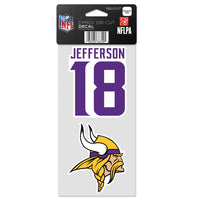 Minnesota Vikings Perfect Cut Decal Set of two 4"x4" Justin Jefferson