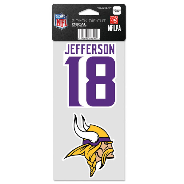 Minnesota Vikings Perfect Cut Decal Set of two 4"x4" Justin Jefferson