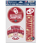 Wholesale-NCAA Women's CWS Champions Oklahoma Sooners Women's College World Seri Multi Use 3 Fan Pack