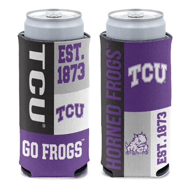 Wholesale-TCU Horned Frogs BLOCK 12 oz Slim Can Cooler