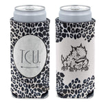 Wholesale-TCU Horned Frogs SNOW LEOPARD 12 oz Slim Can Cooler