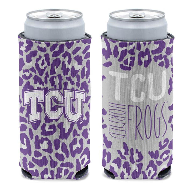 Wholesale-TCU Horned Frogs LEOPARD 12 oz Slim Can Cooler