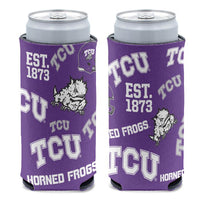 Wholesale-TCU Horned Frogs SCATTERPRINT 12 oz Slim Can Cooler