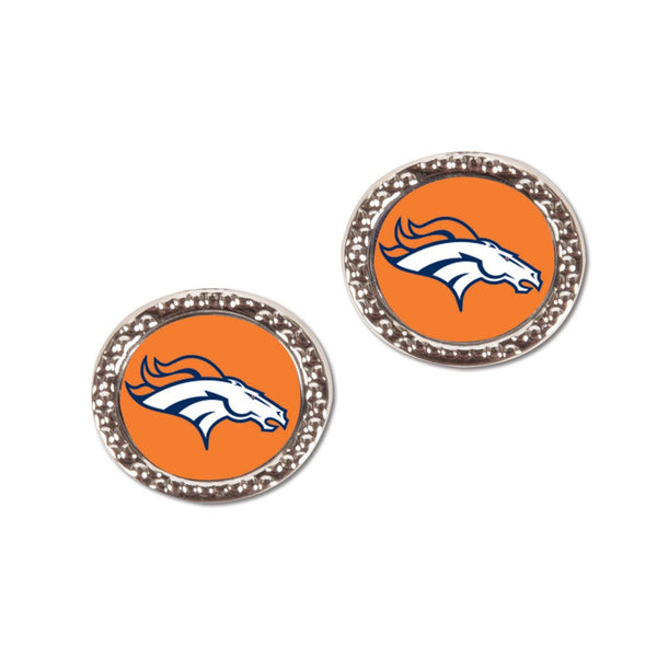 Denver Broncos Earrings Jewelry Carded Round