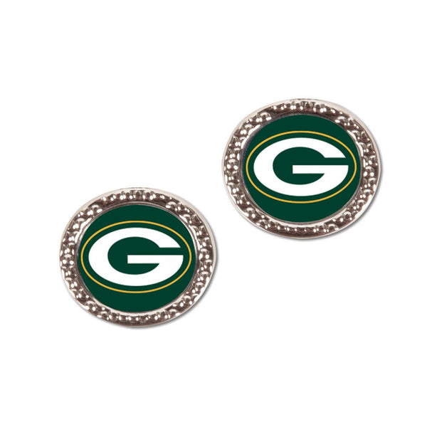 Green Bay Packers Earrings Jewelry Carded Round