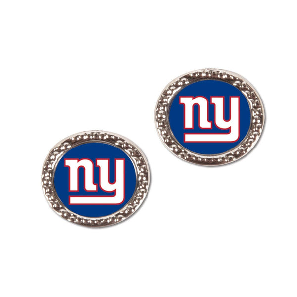 New York Giants Earrings Jewelry Carded Round