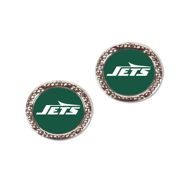 New York Jets Earrings Jewelry Carded Round