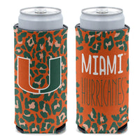 Miami Hurricanes LEOPARD 12 oz Slim Can Cooler