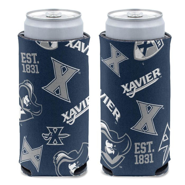 Wholesale-Xavier Musketeers SCATTERPRINT 12 oz Slim Can Cooler