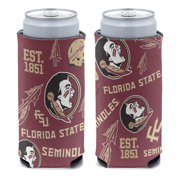 Wholesale-Florida State Seminoles SCATTERPRINT 12 oz Slim Can Cooler