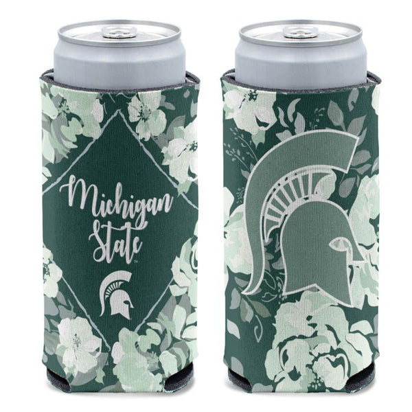 Wholesale-Michigan State Spartans FLORAL 12 oz Slim Can Cooler